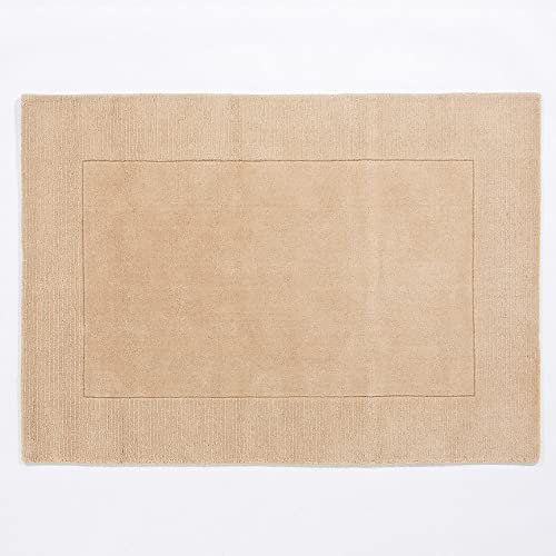 Living Room Rugs Made From 100% Natural Wool - Low Pile, Hand Crafted Rugs Living Room - Area Rugs for Living Room in Cream - Lounge Rugs 120x170cm