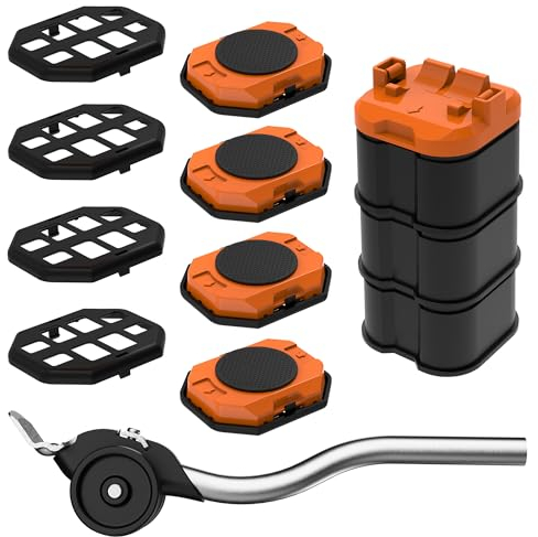 ONEON Furniture Lift Mover Tool, Heavy Duty Furniture Lifter and Movers Set with Sliders - Easily Move Heavy Items on Hardwood Flooring and Carpet (Orange)