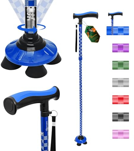 BeneCane Gehstock für Männer & Frauen Klappbar Einstellbar leicht stabil zusammenklappbare Heavy Duty mit weichen TPR T-Griff und Reisetasche