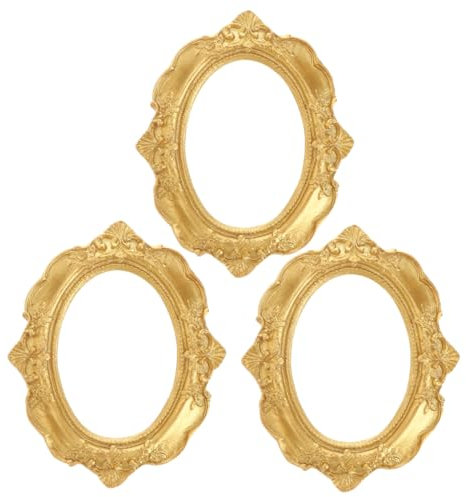 ifundom 3stücke Miniatur-bilderrahmen Retro Goldene Resinzierrahmen Für Dekoration Vintage Fotoprops Für Schlafzimmer Und Mehr