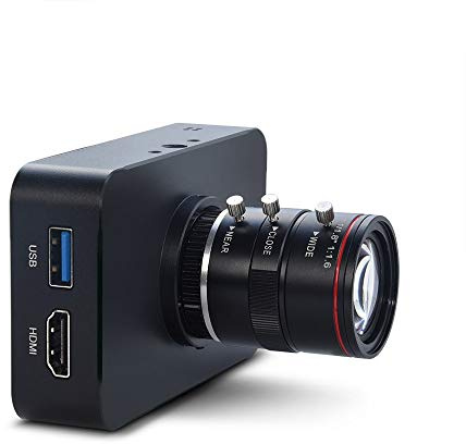 MOKOSE Cámara HDMI de 12 MP 1080P USB HD Streaming Enseñanza Webcam, grabación 4K a 30FPS Industria C/CS-Mount Cámara soporta lapso de tiempo y toma fotos ráfagas con lente de zoom manual sin