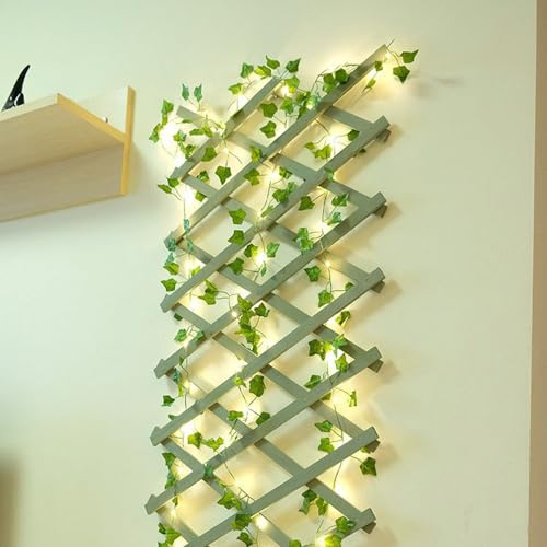 GUOCHENG 2 Pack Ivy String Lights Artificial Vine Garland Light Battery Operated Green Leaf Plants Decor for Wedding Party Home Wall
