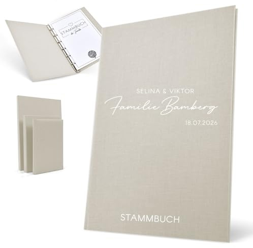 Hochzeitideal Stammbuch der Familie 'Helena' Nr. 305 inkl. Personalisierung (Elfenbein, klassisch 6-Fach Ringmechanik)
