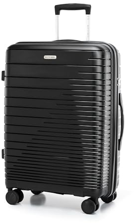 WITTCHEN Valigia Media Trolley Valigia Rigida in polipropilene Valigia Bagaglio Maniglia telescopica Quattro rotelle girevoli Chiusura a combinazione TSA Fuerta Line Nero