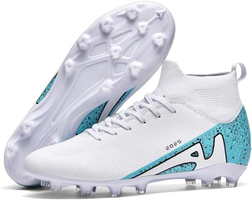Kmrlofiy Fotbollsskor, herr, pojke, High Top Spike, mikrofiber, Cleats, professionella fotbollsskor för utomhusbruk, atletiska träningsskor, tävling, 43 EU