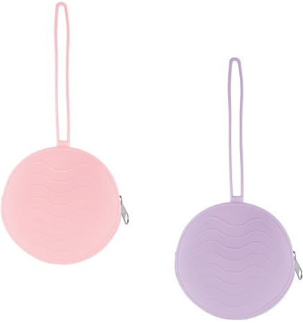 Rumyve 2pcs Silicone Pacifier Holder Pod,Silicone Pacifier Storage Case,Dummy Storage Box,Portable Soother Pods for Baby,Travel,Home(Pink&Purple）