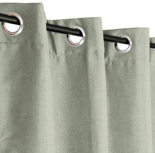 Atout Ciel Rideau Thermique Effet brossé à œillets 140x240cm prêt a Poser, Vert Sauge