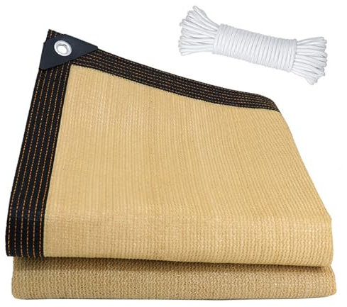 Red de Sombra,Malla Sombra con Ojales, Malla Sombreadora Jardin,Lona Sombra Exterior,Fácil de Colgar,Resistente a Los Rayos UV,Transpirable y Protector Solar,para Pérgola, Jardín (Marrón Claro-2x3m)