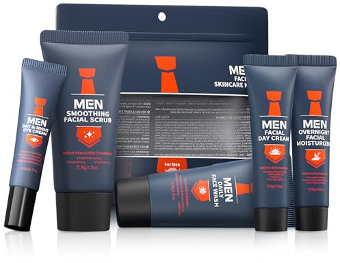 Soin Visage Homme, Coffret Anti Ride Homme con Crème Visage, Face Wash, Creme Hydratante, Creme Yeux, Gommage, Une Peau Saine en Toute Simplicité