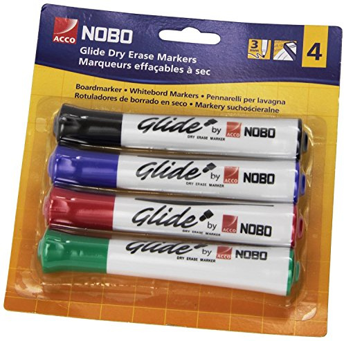 Nobo 1902096 Glide Drymarkers - Assorted (Pack of 4)