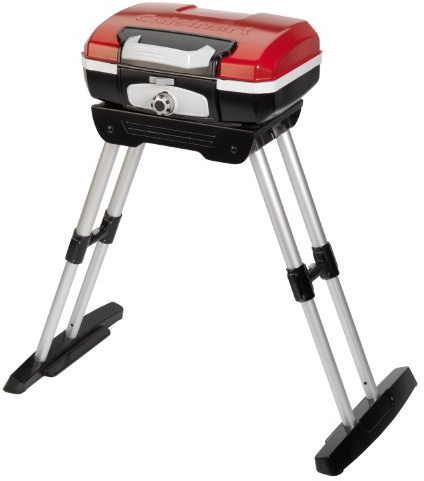 Cuisinart Petite Gourmet Portable Gas Grill with VersaStand, Compact Portable Grill Propane, 150 Sq. In. Cooking Surface, 5,500 BTU Burner Small Gas Grills for Camping, BBQ, Adjustable Base, Handles