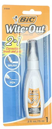 BIC WITE-OUT 2 IN 1 CORRECTION FLUID, 15 ML, BOTTLE, 12 EA