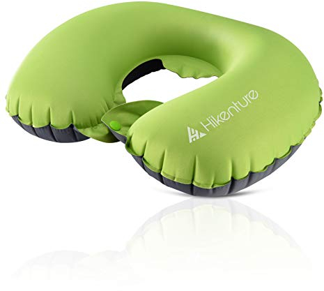 HIKENTURE Nackenhörnchen Aufblasbar, Nackenkissen Reise Aufblasbar Ultraleicht, Kissen Aufblasbar, Travel Pillow, Ergonomisches aufblasbares Reisekissen für Reise, Flugzeug, Auto, Zug (Grün)