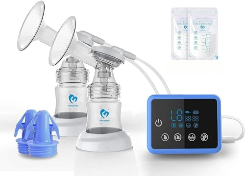 Sacaleches Eléctrico, Bellababy Extractor de Leche Doble Pantalla Táctil Sensible, Múltiples Modos y Niveles de Succión, Portátil (24mm)