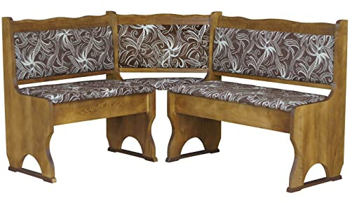 k koma Panchina angolare a forma di fiore scuro, 140 x 160 cm, in legno di pino massiccio, imbottita, colore rovere – Panca da pranzo
