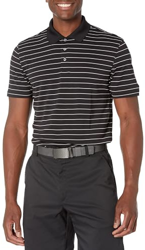 Amazon Essentials Men's Golf Polo Shirt, Short Sleeve, Slim-Fit, Quick-Dry, Anthracite Polo Stripe, M