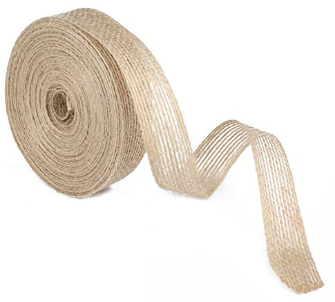 G2PLUS 2CM Natural Hessian Ribbon, 10M Jute Burlap Craft Ribbon for Crafting, Brown Rustic Jute Band for Prsents Wrapping, Christmas Wreaths Project