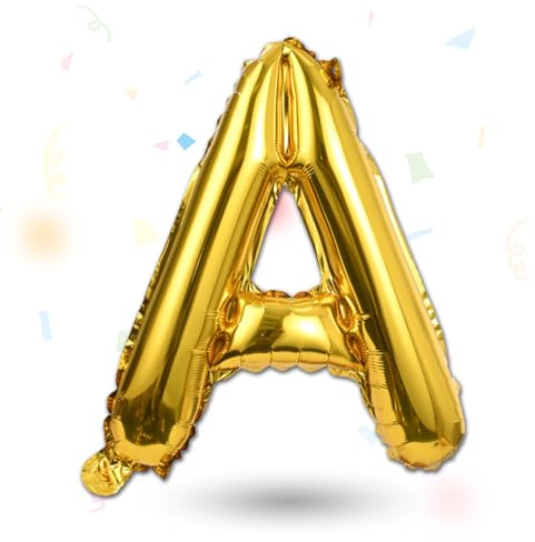 FUNXGO Folienballon Buchstaben gold A - Buchstaben Luftballon Klein A - ca. 40cm Nur Luftfüllung - Ideal für Geburtstag, Hochzeit & Party Deko - Ballon Buchstabe A gold