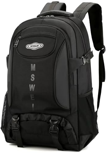 Ezmina Zaino da trekking da 65 l/85 l, grande zaino per uomini e donne, nero, zaino da campeggio, impermeabile, zaino da trekking, per viaggi, escursioni, arrampicata, sport all'aria aperta, Nero