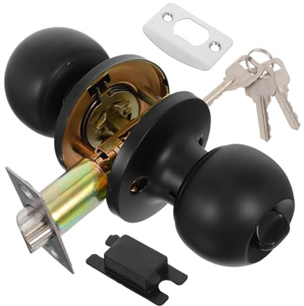 OSALADI Maniglia Porta Con Serratura Tre Aste Nere Nucleo Di Sicurezza Antifurto Funzionalità Silenziosa Per Porte Interne Camera Da Letto Bagno e Porte Commerciali