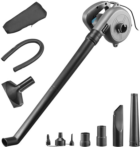 Cecotec Laubbläser Airforce 720. 700 W, 190 km/h, 4,96 m³/s, 3 m Kabel, Blas- & Laubsauger mit Beutel, 2 Saugdüsen, Flexschlauch, 2 Rohre lang/kurz, 3 Inflator-Düsen, für Garten, Terrasse & Einfahrt