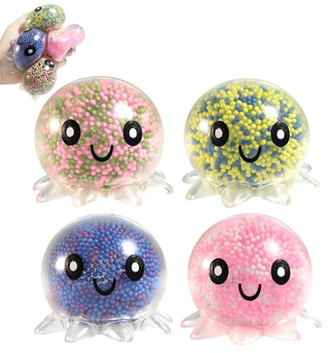 Lot de 4 Boules -Stress Lumineuses – Jouet Sensoriel -Stress avec Effet Lumineux Nocturne pour Enfants et Adultes (5.5 cm
