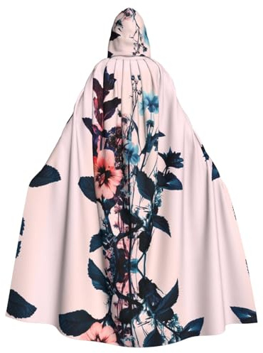 WBQLSL Hipster Plants - Capa de Halloween con capucha para fiesta rave (longitud 147 cm/altura de la capucha 38 cm)