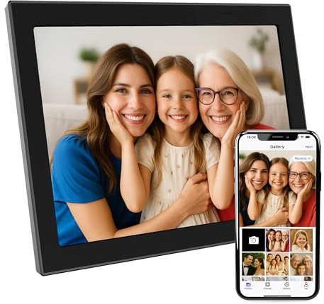 XORO Cadre Photo numérique WiFi de 11 , écran Tactile IPS HD 1280 x 800, mémoire 16 Go, Rotation Automatique, partagez instantanément des Photos de n'importe où