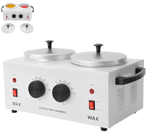 Dubbel vaxvärmare, 2 x 400 ml, professionell vaxvärmare, 200 watt, justerbar temperatur (0–100 ℃), vaxutrustning, hårborttagning för hem, frisörsalong, långvarig slät hud