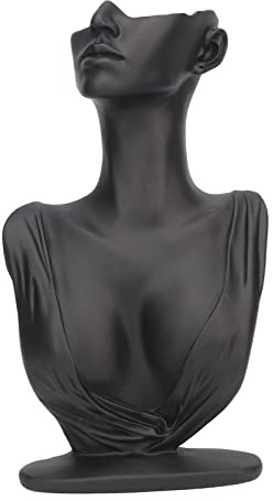MEMEWOCA Porta manichino per orecchini, espositore per collane, busto espositore per gioielli in resina con ampio spazio, supporto per manichino nero elegante leggero per orecchini collane
