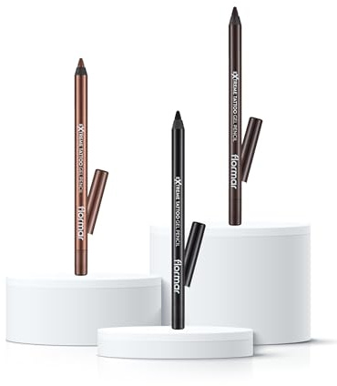 Flormar Extreme Tattoo Gel Eyeliner Set – 3-teiliges Augen-Make-up-Set mit hochpigmentierten Gel-Eyelinern – Präziser Look