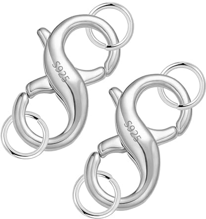 KBRPEY 2 Pezzi Chiusure 925 Argento Sterling di Aragosta Artiglio Fermagli Braccialetti e Collane Fai Da Te per la Creazione di Gioielli(Argento)
