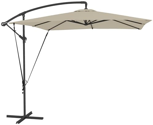 Outsunny Ombrellone da Giardino Decentrato 2.47x2.47 m Inclinabile Cachi