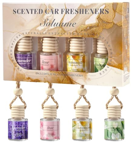 Car Air Fresheners For Men, Hanging Car Scent Air Freshener, Strong Car Freshener with Eliminating Technology, Essential Oil Diffuser, Floral Fragrance Set 8ml*2 Pack