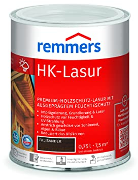 Remmers Vernice trasparente HK palissandro, 0,75 litri, vernice trasparente decorativa premium per esterni, tripla protezione del legno con impregnante + fondo + finitura, protezione del legno da umidità e raggi