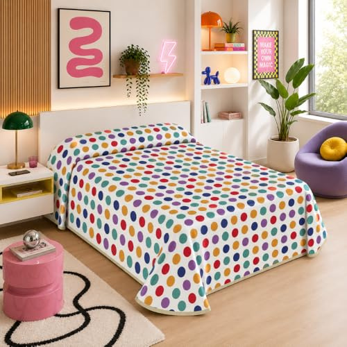 SABANALIA Colcha Estampada Spoty Cama 90 180x280 Verano Primavera