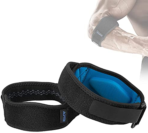AGPTEK 2 Pz Supporto Gomito per Tennista e Golfista Tutore Epicondilite, Fascia Gomito Palestra con Cuscinetto di Compressione in EVA Comodo, per Rillevare i Dolori, Taglia Unica, Nero