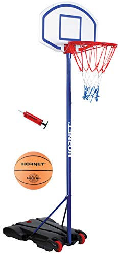 Hudora Kinder & Jugendliche Hornet Basketballständer 205 mit Ball und Pumpe, blau, 205 cm