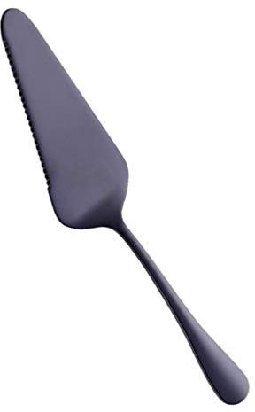 BESTonZON - Paletta per torte in acciaio inox seghettato, colore: nero, fette di frutta, pizza e formaggio, posate, panna, spatola, strumento di sollevamento per casa, caffetteria, panetteria