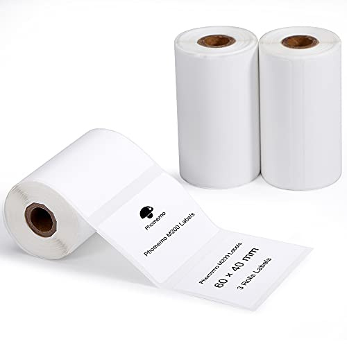 Phomemo 3 Rotoli M200 Etichetta termica, Etichetta autoadesiva, 2.36x1.57(60x40mm), Compatibile con stampante Phommeo M200 M221 M220, etichetta per indirizzo adatta.180 etichette/rotolo