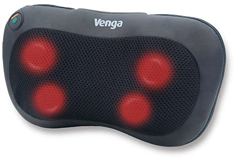 Venga! Shiatsu Massage Pillow with Heating, 4 Massage Nodes, Auto-Reverse Function, Black, VG MAS 3000 BS