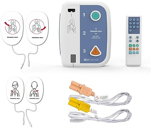 AED - Defibrillatore con telecomando, XFT-120C+ strumento didattico di primo soccorso per allenamento AED, AED con macchina educativa CPR, 10 scenari di allenamento, combinazione linguistica tedesco