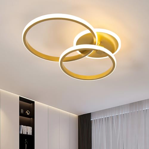 Comely LED Deckenlampe Modern, 42W 4700LM Creative Runden Deckenleuchte, Gold Acryl LED Lampe Deckenbeleuchtung für Schlafzimmer Wohnzimmer Küche Esszimmer, 3000K Warmweiß Licht