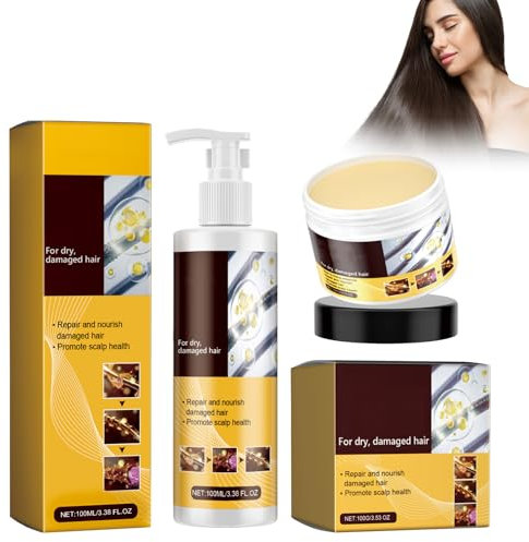 Dyceittdia 2pcs Set al Collagene per Capelli - Shampoo e Maschera 100ml - Per Capelli Crespi, Punte Secche e Doppie Punte (04)