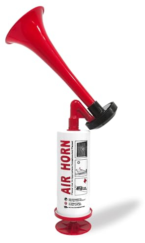 Metall Fanfare Luftdruck, Air Horn Extrem Laut, Wiederverwendbare Stadionhorn, Marine und Sport Pumpe Signalhorn (Rot)