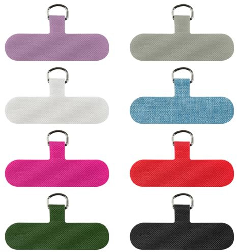 Thyonta 8 Pcs Lanyard Patch Fabric Canvas Pad Phone Lanyard with Detachable Card Clip Anti-Loss Mobile Accessory Crossbody Safety Wrist Neck Strap for Phone Cases