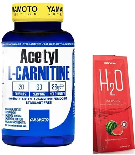 Yàmamoto Acetyl L- Carnitine, 120 compresse + H2O Prozis - acetil l - carnitina brucia grassi. Senza Glutine, Senza Lattosio