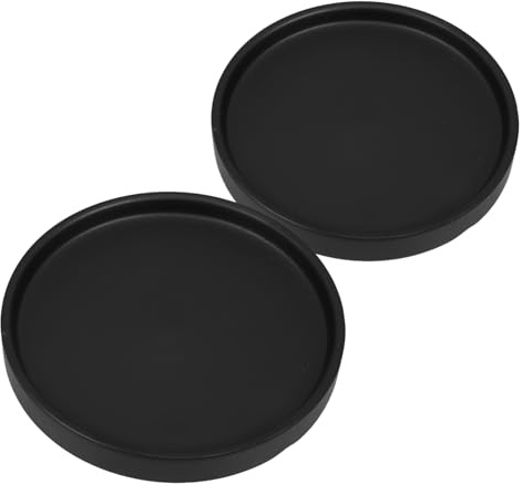 VANZACK 2 Platos de Cerámica Negra para Macetas, Resistente al Desgaste Alta Dureza, Bandeja de Drenaje para Plantas de Interior