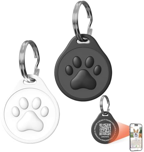 GNHG 2 Pezzi Medaglietta cane con Codice QR, Tracker Intelligente anti-Smarrimento, Un Must per i Proprietari di Animali doMestici (Nero + Bianco)