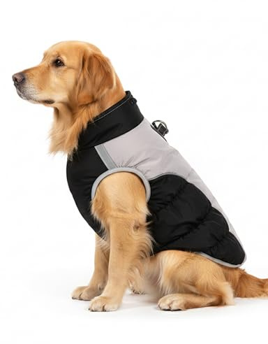 AURUZA Dog Coat, Warm Dog Winter Coat Waterproof Small Dogs Jacket with Harness Built Reflective Pet Vest with Zipper for Medium Dogs Windproof Pet Fleece Puffer Vest Snow Jacket for Cold Weather